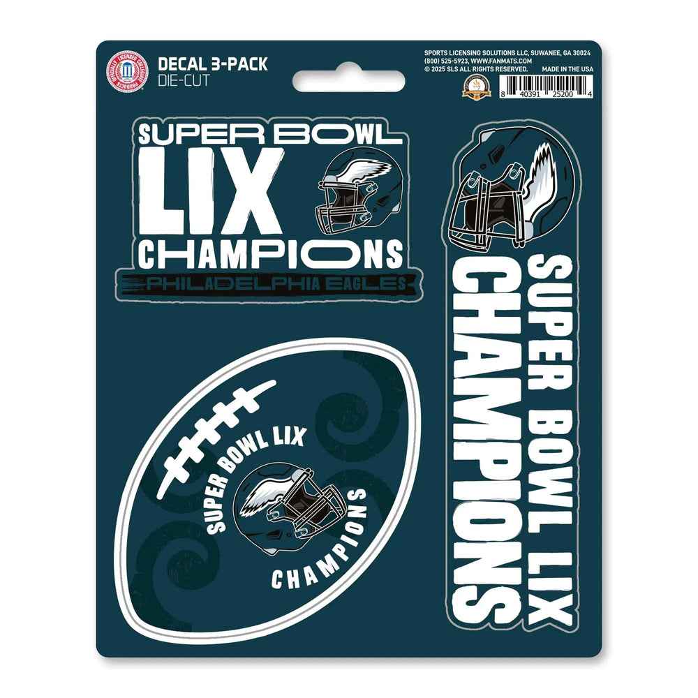 Philadelphia Eagles Super Bowl LIX Champions Decal 3-pk - Philadelphia Eagles - Flyclothing LLC