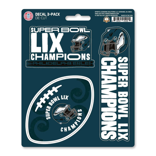Philadelphia Eagles Super Bowl LIX Champions Decal 3-pk - Philadelphia Eagles - Flyclothing LLC