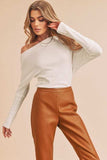 Aemi + Co One Shoulder Long Sleeve Knit Top - Trendsi - Flyclothing LLC