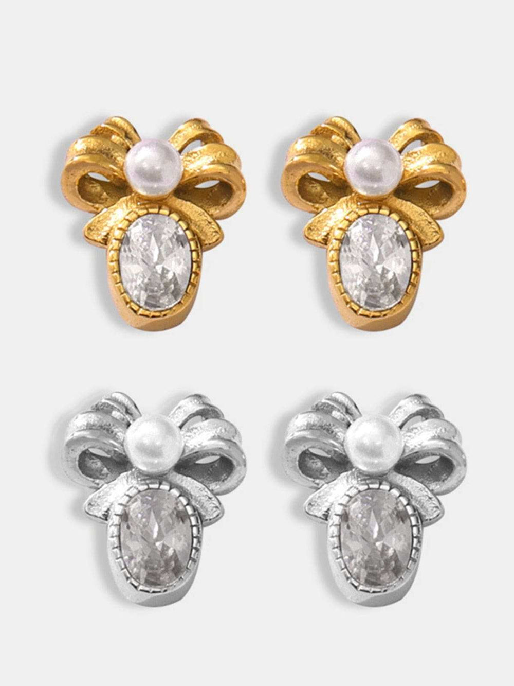 Titanium Steel Bow Stud Earrings - Trendsi - Flyclothing LLC