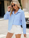 Striped Button Up Long Sleeve Shirt - Trendsi - Flyclothing LLC