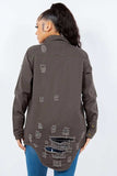American Bazi Distressed Button Up Long Sleeve Denim Jacket - Trendsi - Flyclothing LLC