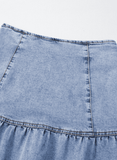 Asymmetric Ruffle Overlay Denim Mini Skirt - Trendsi - Flyclothing LLC