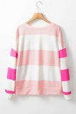 Contrast Color Block Round Neck Long Sleeve Top - Trendsi - Flyclothing LLC