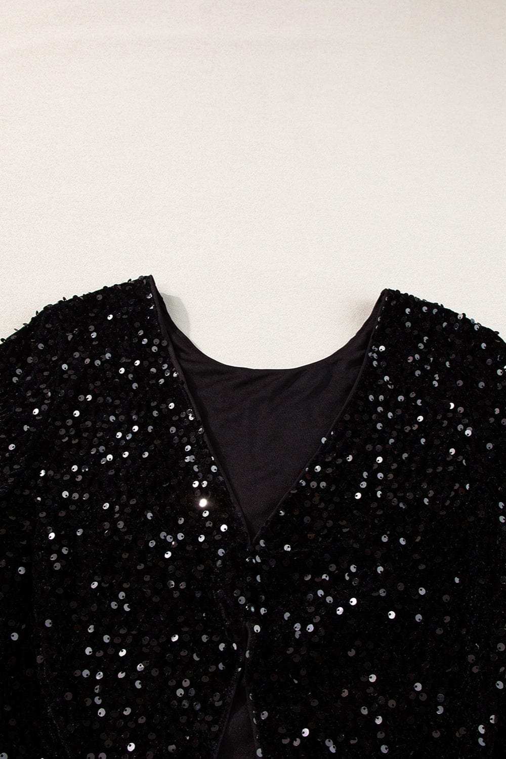 Sequin Round Neck Long Sleeve Blouse - Trendsi - Flyclothing LLC