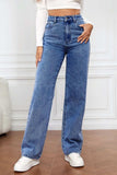 High Waist Straight Jeans - Trendsi - Flyclothing LLC