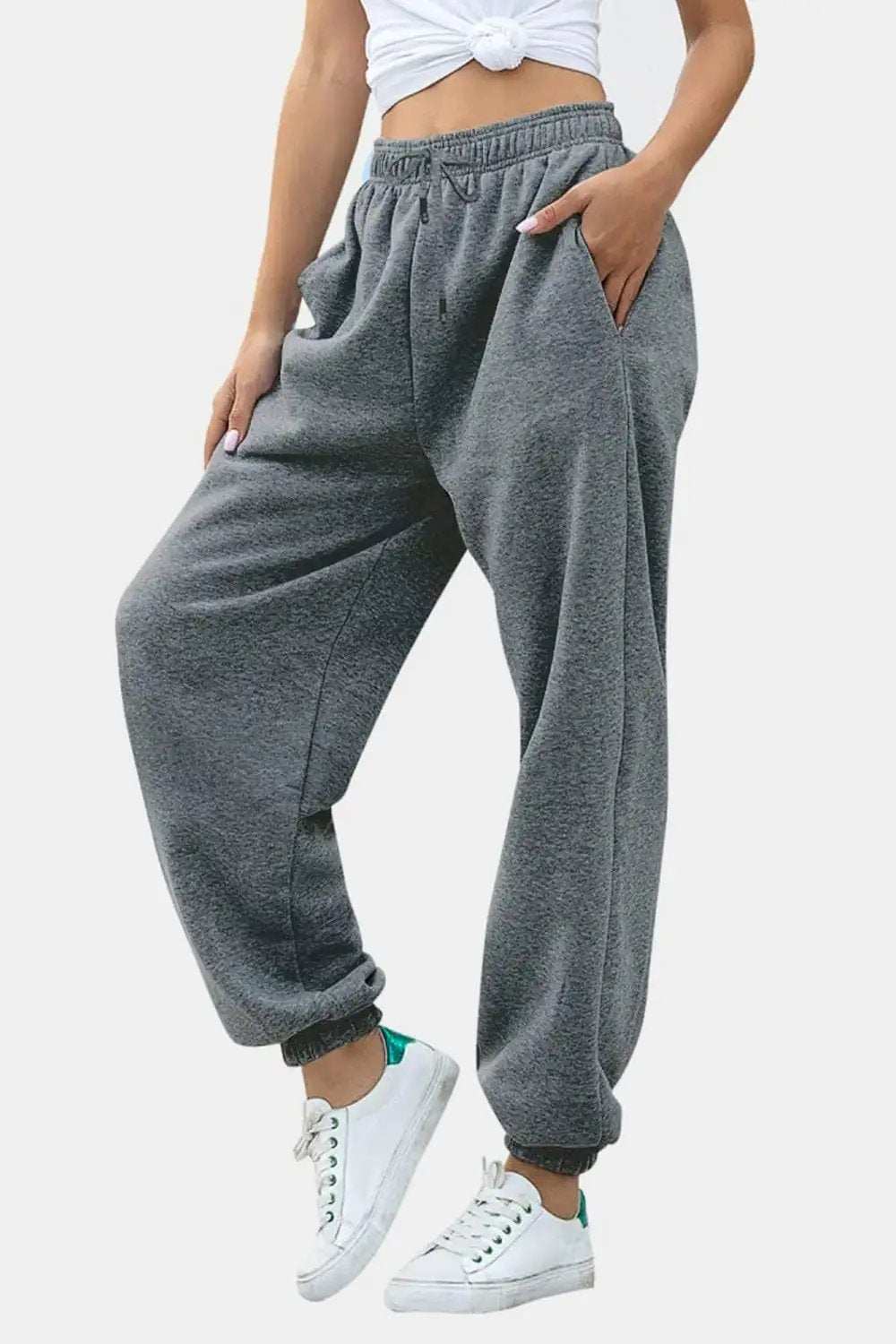 Elastic Waist Joggers with Pockets - Trendsi - Flyclothing LLC
