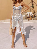 Openwork Scoop Neck Spaghetti Strap Cover-Up Dress - Trendsi - Flyclothing LLC
