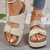 PU Leather Studded Platform Sandals - Trendsi - Flyclothing LLC