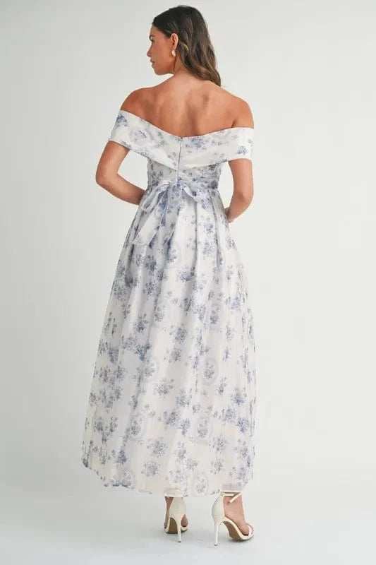 MABLE Floral Printed Off Shoulder Maxi Dress - Trendsi - Flyclothing LLC