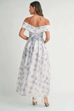 MABLE Floral Printed Off Shoulder Maxi Dress - Trendsi - Flyclothing LLC