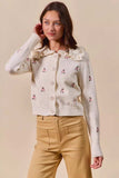 SO ME Collared Floral Embroidered Button Down Sweater Cardigan - Trendsi - Flyclothing LLC