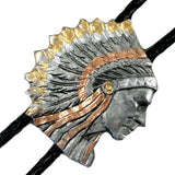 Rockmount Ranch Ware Pewter Indian Chief Tri-Tone Western Bolo Tie - Rockmount Clothing - Flyclothing LLC