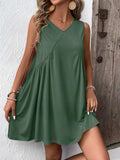 Ivy Lane Ruched V-Neck Sleeveless Mini Dress - Trendsi - Flyclothing LLC