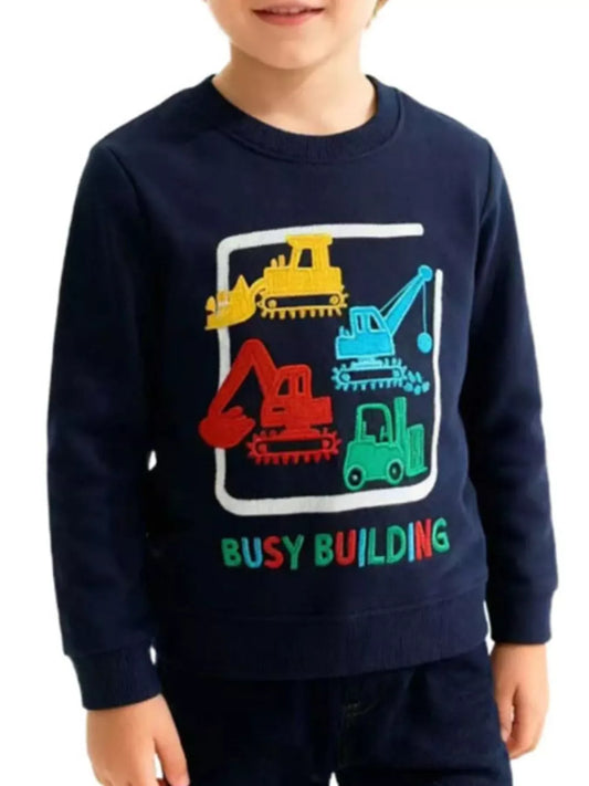 Children's Construction Vehicle Crew Neck Sweatshirt - Trendsi - Flyclothing LLC
