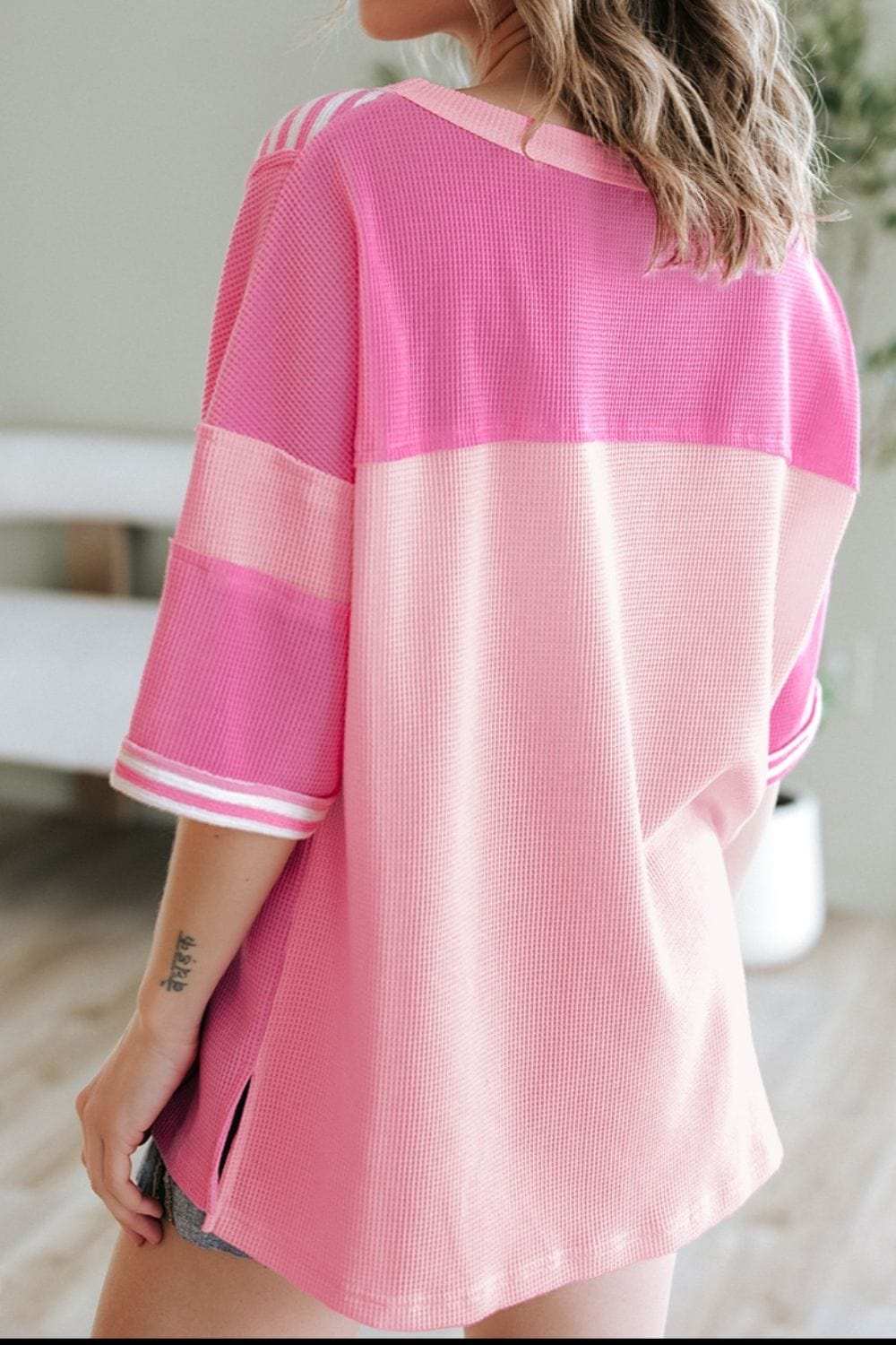 Stripe Color Block Half Sleeve T Shirt - Trendsi - Flyclothing LLC