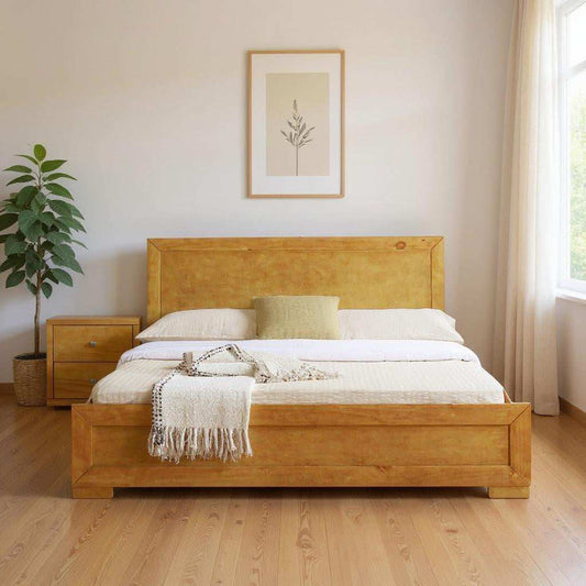 Moma Oak Wood Platform Twin Bed With Nightstand - Homeroots - Flyclothing LLC