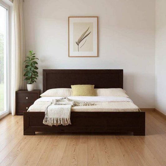 Moma Espresso Wood Platform Twin Bed With Nightstand - Homeroots - Flyclothing LLC