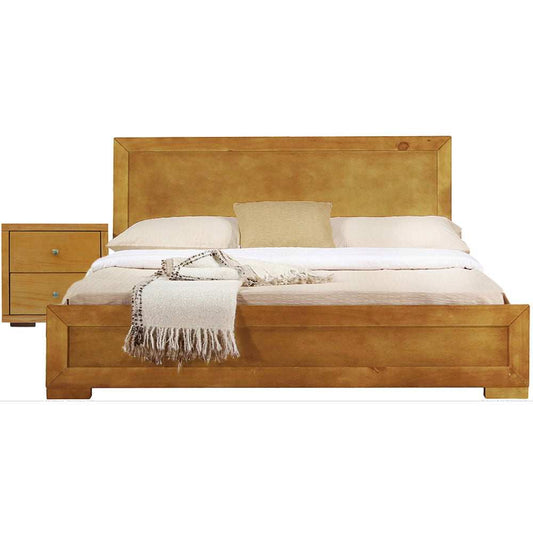 Moma Oak Wood Platform Full Bed With Nightstand - Homeroots - Flyclothing LLC