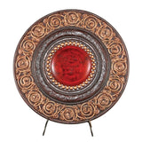 21" Red And Brown Round Polyresin Decorative Plaque - Homeroots
