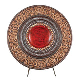21" Red And Brown Round Polyresin Decorative Plaque - Homeroots