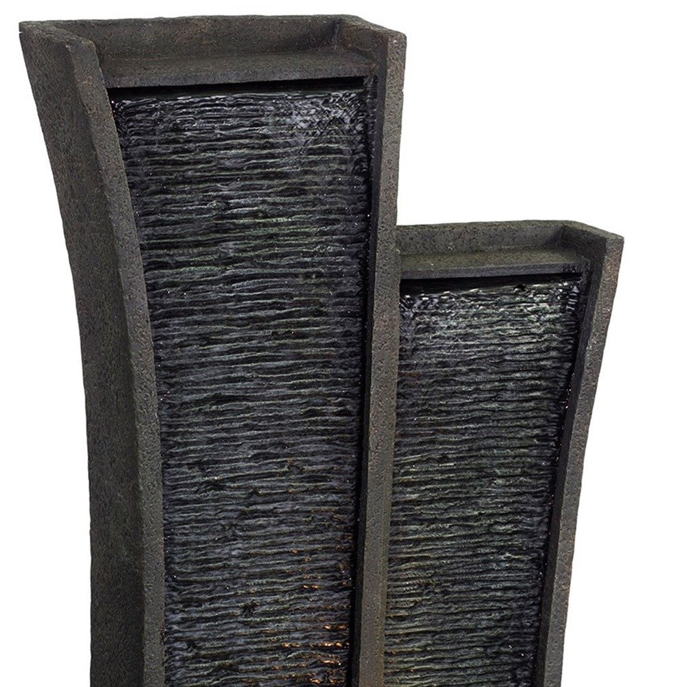 41" Grey Polyresin Tower Indoor Outdoor Tabletop Fountain - Homeroots