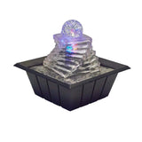 8" Clear Polyresin Ice Design Tabletop Fountain With LED - Homeroots