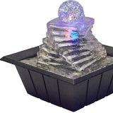 8" Clear Polyresin Ice Design Tabletop Fountain With LED - Homeroots