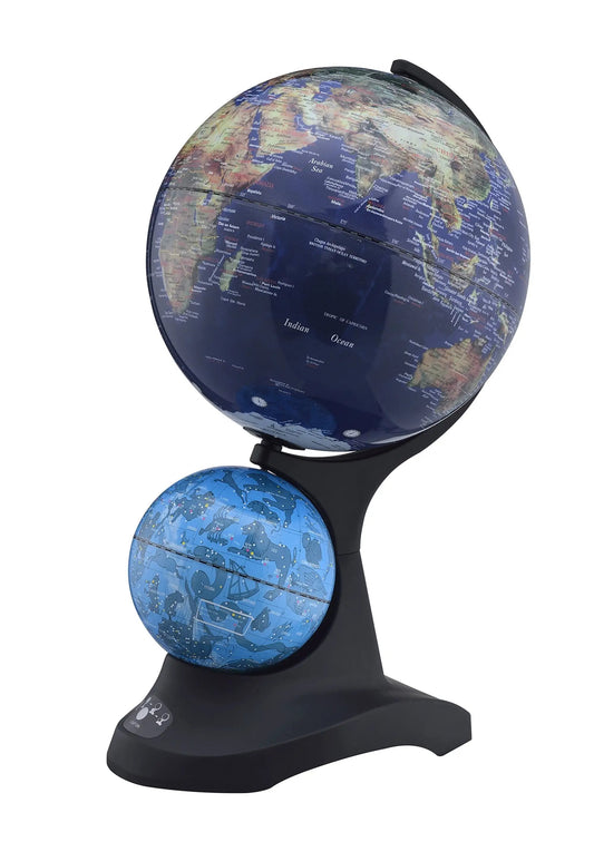 18" Blue Black And Navy Polyresin Dual Globe - Homeroots