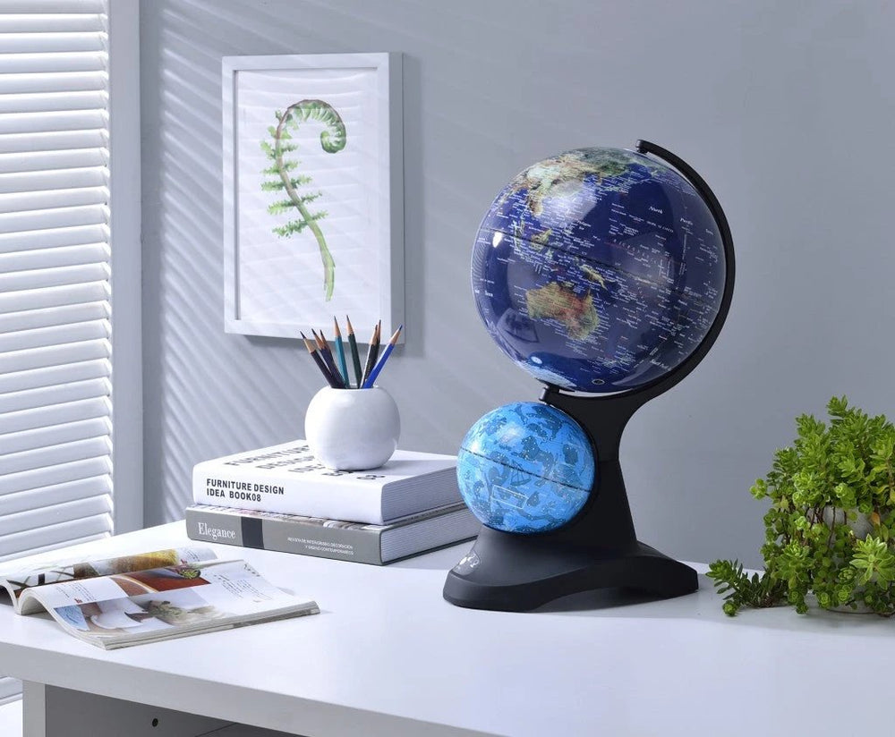 18" Blue Black And Navy Polyresin Dual Globe - Homeroots