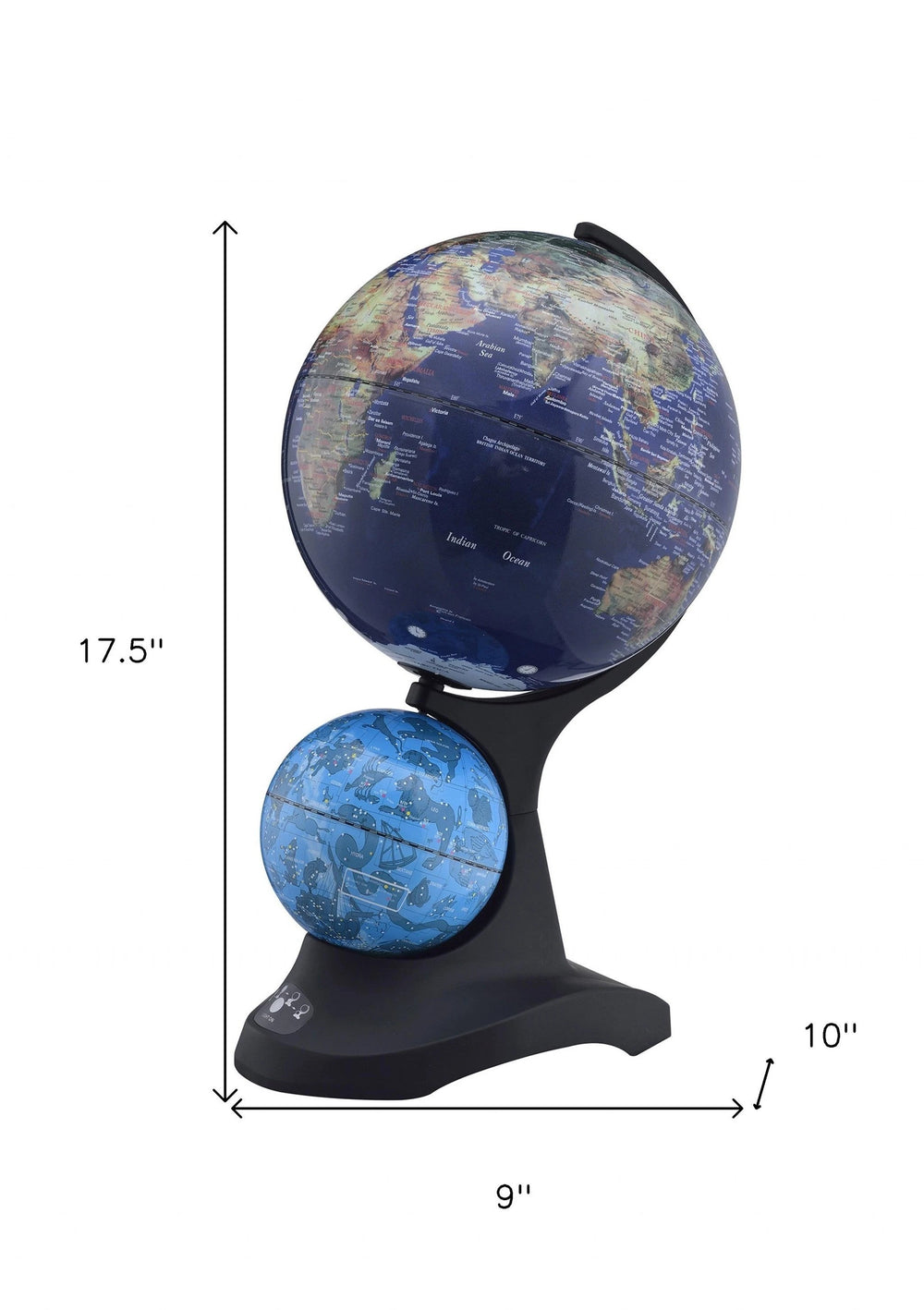 18" Blue Black And Navy Polyresin Dual Globe - Homeroots