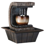 10" Brown Textured Polyresin Tabletop Fountain with LED Light - Homeroots - Flyclothing LLC
