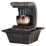 10" Brown Textured Polyresin Tabletop Fountain with LED Light - Homeroots - Flyclothing LLC