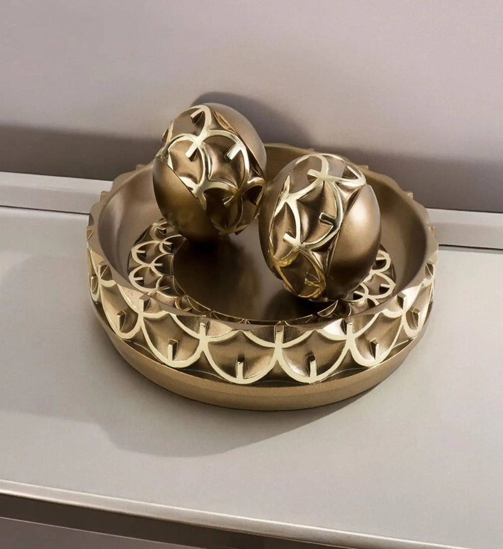 12" Gold Polyresin Decorative Bowl - Homeroots - Flyclothing LLC