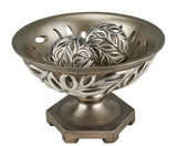 13" Brushed Silver Leaf Polyresin Decorative Pedestal Bowl with Orbs - Homeroots - Flyclothing LLC