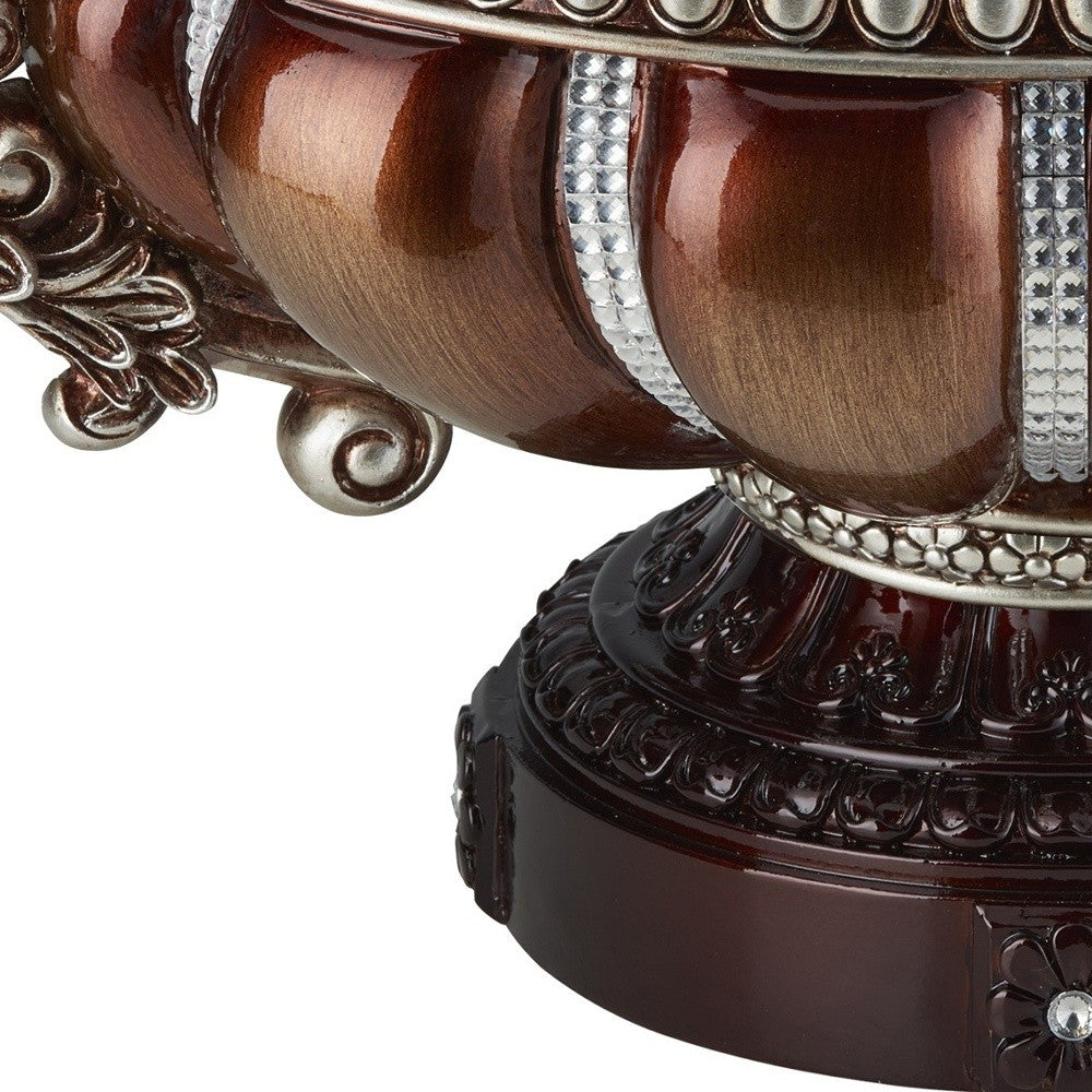 9" Reddish Bronze And Silver Polyresin Decorative Bowl With Orbs - Homeroots - Flyclothing LLC