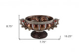 9" Reddish Bronze And Silver Polyresin Decorative Bowl With Orbs - Homeroots - Flyclothing LLC