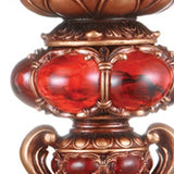 16" Tall Red and Brown Faux Marble Candle Holder with Candle - Homeroots - Flyclothing LLC
