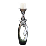 16" Ornate Faux Crystal Tabletop Pillar Candle Holder - Homeroots - Flyclothing LLC
