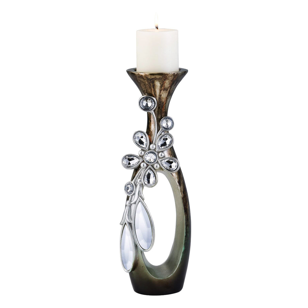 20" Ornate Faux Crystal Tabletop Pillar Candle Holder - Homeroots - Flyclothing LLC