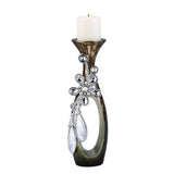 20" Ornate Faux Crystal Tabletop Pillar Candle Holder - Homeroots - Flyclothing LLC