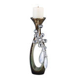 20" Ornate Faux Crystal Tabletop Pillar Candle Holder - Homeroots - Flyclothing LLC