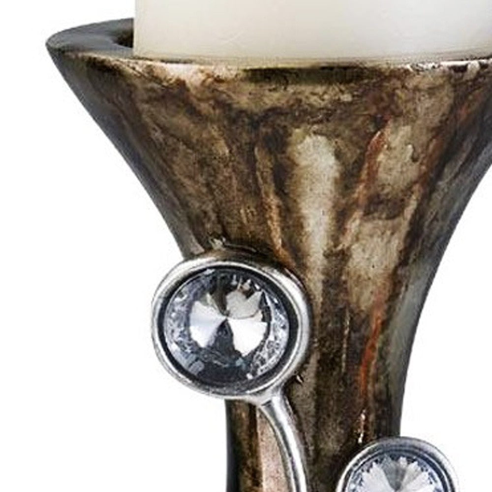 20" Ornate Faux Crystal Tabletop Pillar Candle Holder - Homeroots - Flyclothing LLC