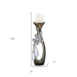 20" Ornate Faux Crystal Tabletop Pillar Candle Holder - Homeroots - Flyclothing LLC