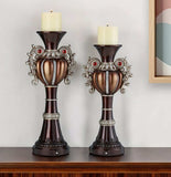 Set Of Two Bronze Tabletop Urn Shape Pillar Candle Holders - Homeroots - Flyclothing LLC