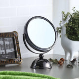 9" Black Round Metal Framed Makeup Shaving Tabletop Mirror - Homeroots - Flyclothing LLC