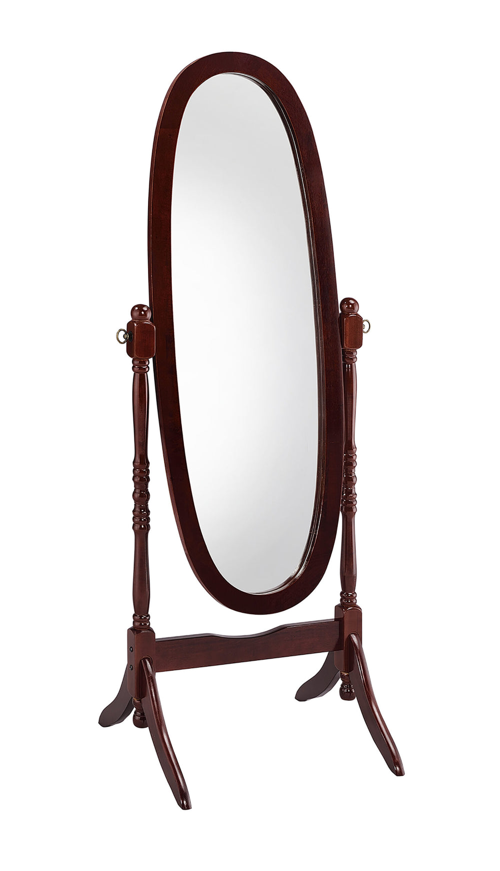 59" Brown Cherry Oval Framed Cheval Standing Mirror - Homeroots - Flyclothing LLC