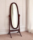 59" Brown Cherry Oval Framed Cheval Standing Mirror - Homeroots - Flyclothing LLC