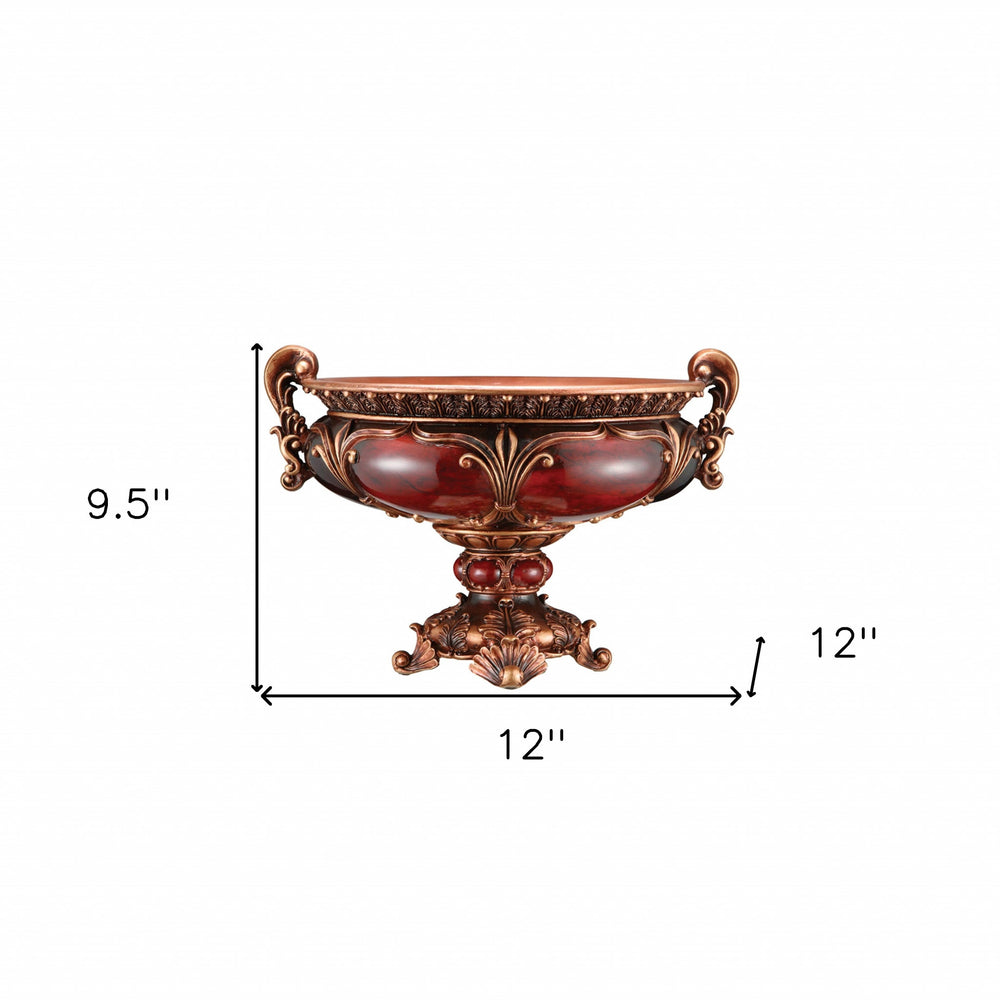 10" Brown And Gold Polyresin Decorative Bowl - Homeroots - Flyclothing LLC