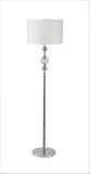 63" Chrome and Crystal Orb Shaped Floor Lamp With White Drum Shade